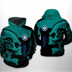 Seattle Mariners MLB Skull 3D Printed Hoodie