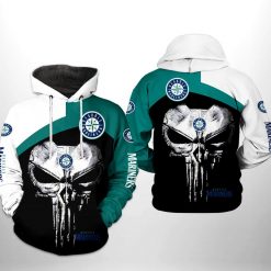 Seattle Mariners MLB Skull Punisher 3D Printed Hoodie