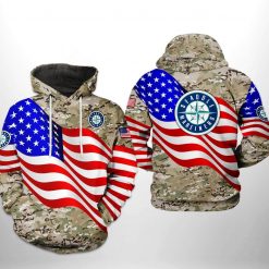 Seattle Mariners MLB US Flag Camo Veteran 3D Printed Hoodie