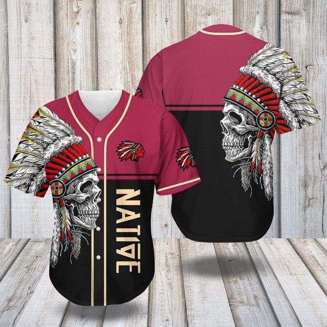 Skull Native American Personalized 3d Baseball Jersey kv