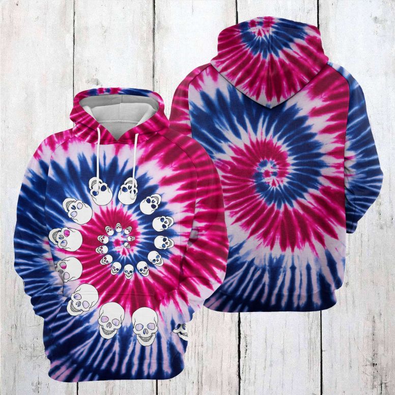 Skull Tie Dye 3D Printed Hoodie