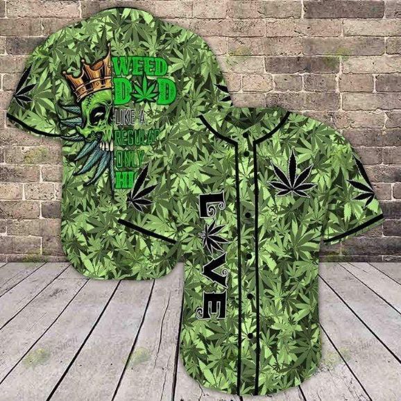 Skull Weed Dad Personalized 3d Baseball Jersey kv