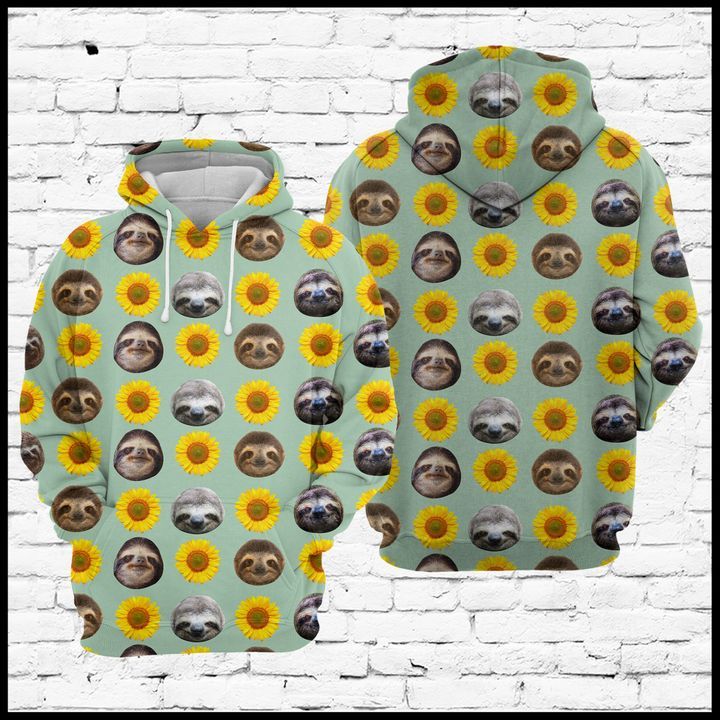 Sloth And Sunflowers 3D Printed Hoodie