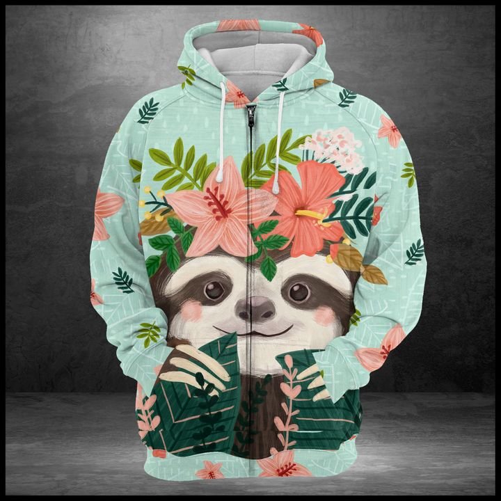 Sloth Flower 3D Printed Hoodie