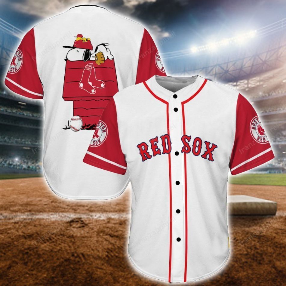 Snoopy Boston Red Sox Personalized 3d Baseball Jersey 22