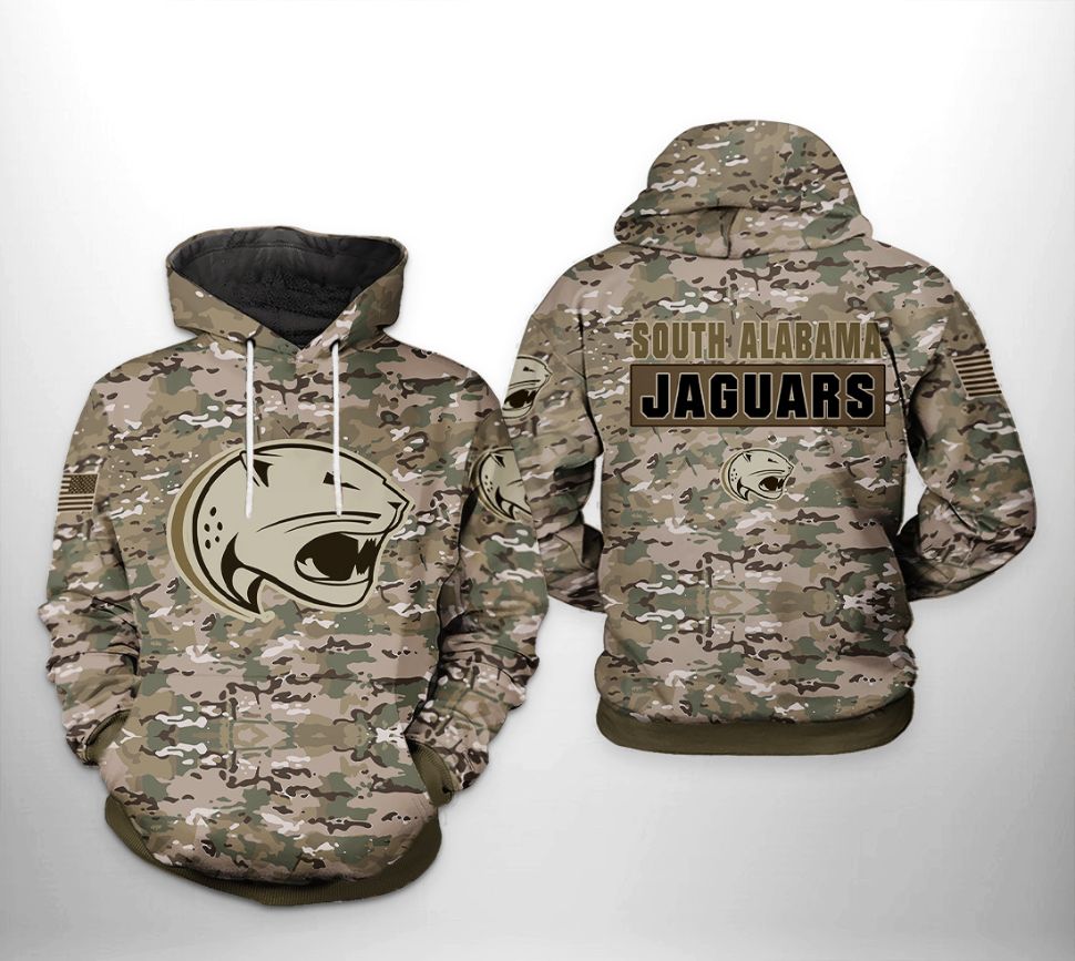 South Alabama Jaguars NCAA Camo Veteran 3D Printed Hoodie - Teeruto