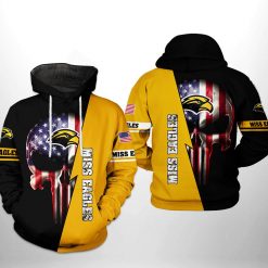 Southern Miss Golden Eagles NCAA US Flag Skull 3D Printed Hoodie