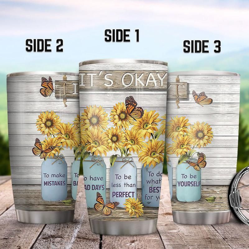 Sunflower Butterflies Faith Stainless Steel Cup Tumbler