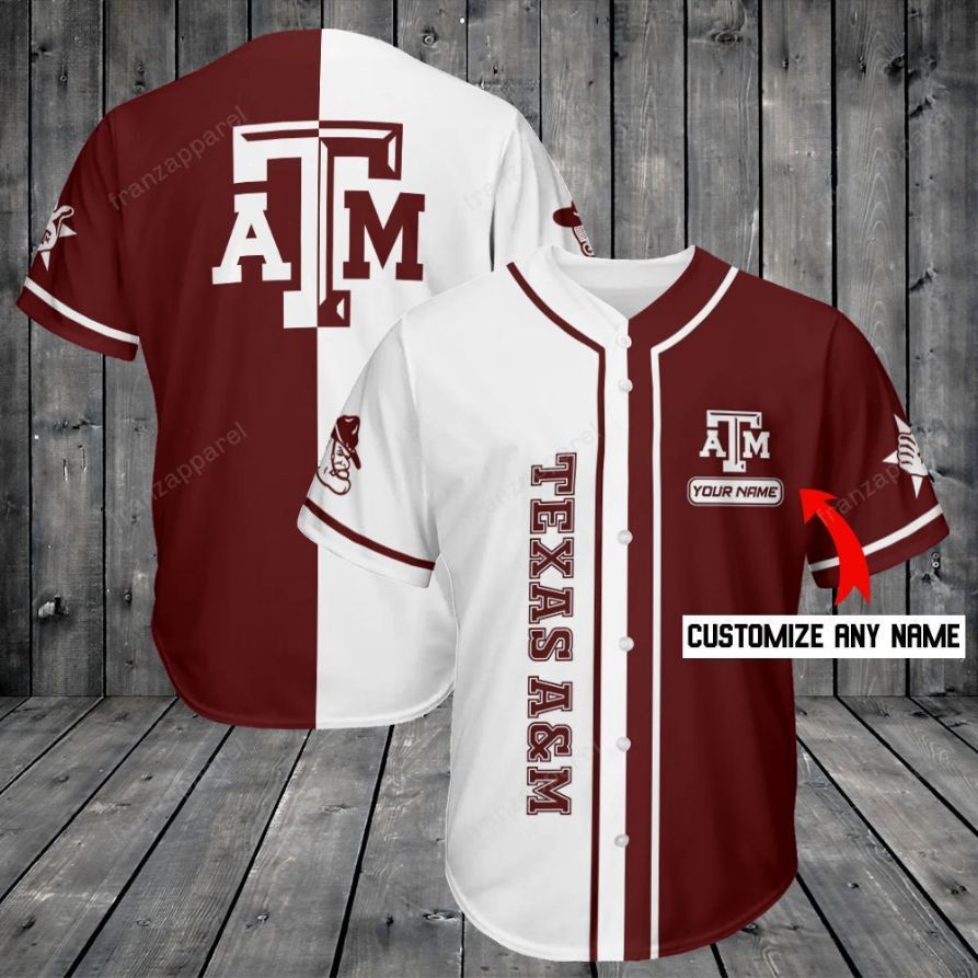 Texas A&ampampm Aggies Personalized Baseball Jersey Shirt 197