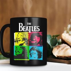 The Beatles Rock Band Neon Face Mug The Beatles Lover Gift Rock Band Mug Premium Sublime Ceramic Coffee Mug Black