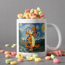 Tigger In Canvas Mug Starry Night Mug Van Gogh Mug Pooh Lover Gift Disney Premium Sublime Ceramic Coffee Mug White