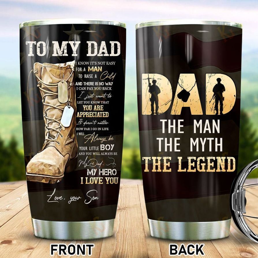 To My Dad From Son – Veteran Stainless Steel Cup Tumbler