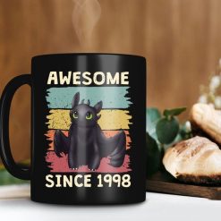 Toothless Awesome Since 1998 Mug Customized Year Of Birth Mug Personalized Mug Night Fury Mug Premium Sublime Ceramic Coffee Mug Black