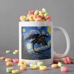 Toothless In Canvas Mug Starry Night Mug Van Gogh Mug Toothless Lover Gift Night Fury Premium Sublime Ceramic Coffee Mug White