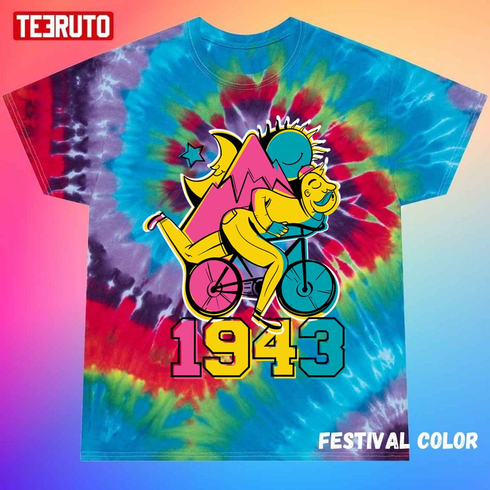Trippy Psychedelic Bicycle Ride 1940s Unisex Tie Dye Tee