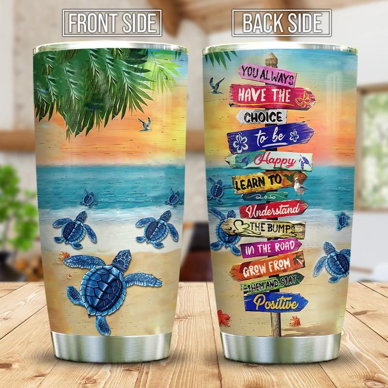 Turtle In The Beach Stainless Steel Cup Tumbler