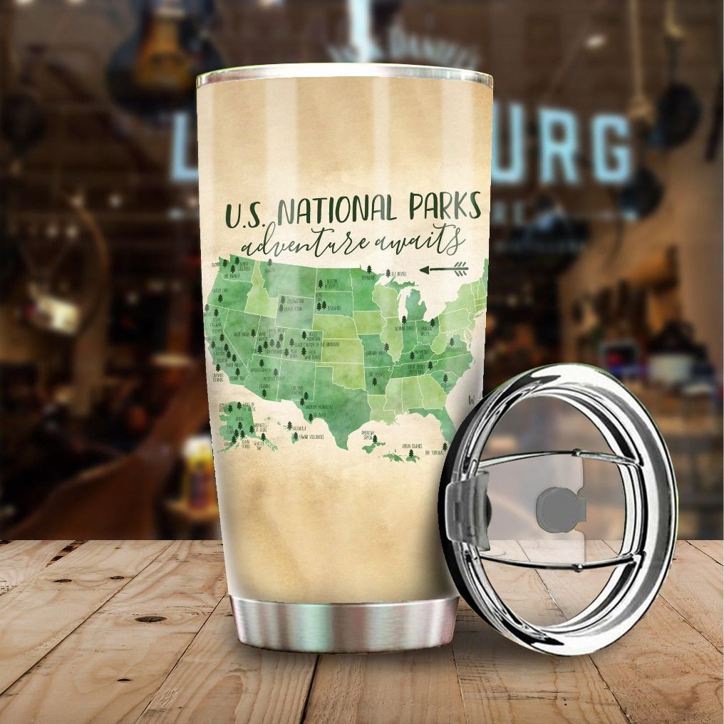 Us National Parks Map Stainless Steel Cup Tumbler