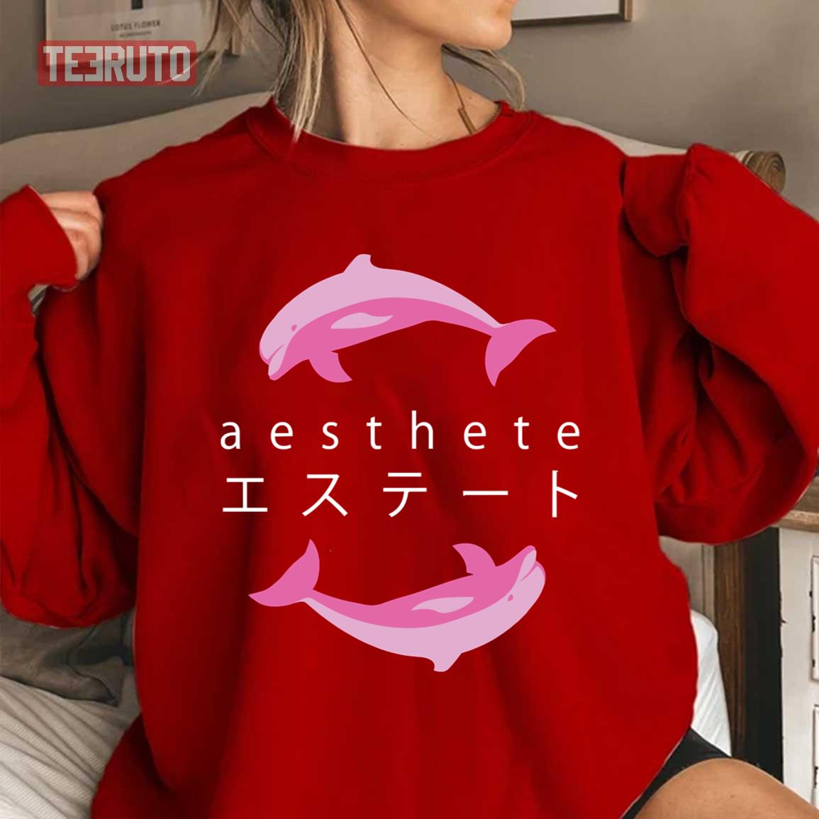 Vaporwave Aesthetic Pink Dolphins Unisex Sweatshirt