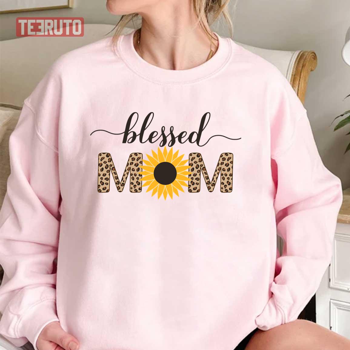 Vintage Blessed Mom Leopard Typography Unisex Sweatshirt