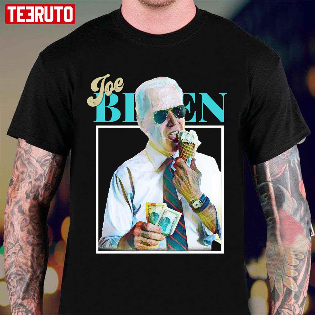 Vintage Funny Anti Joe Biden Eating Ice Cream Unisex T-Shirt