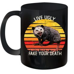 Vintage Live Ugly Fake Your Death Opossum Premium Sublime Ceramic Coffee Mug Black