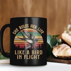 Vintage Mug She Rules Her Life Like A Bird In Flight Mug Fleetwood Mac Band Mug Rhiannon Song Mug Premium Sublime Ceramic Coffee Mug Black