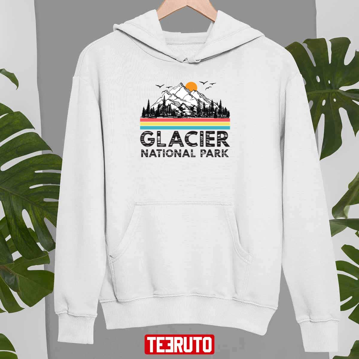 Vintage Retro Glacier National Park Montana Mountain Unisex Hoodie