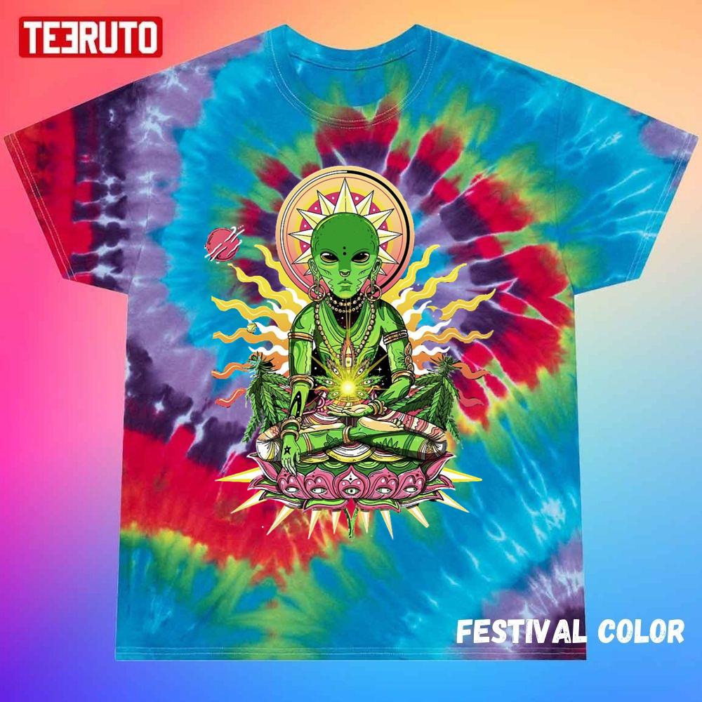Weedlien Alien 420 Stoner Unisex Tie Dye T-Shirt