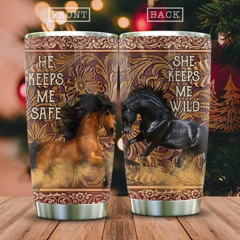 Wooden Horse Wild Couple Stainless Steel Cup Tumbler