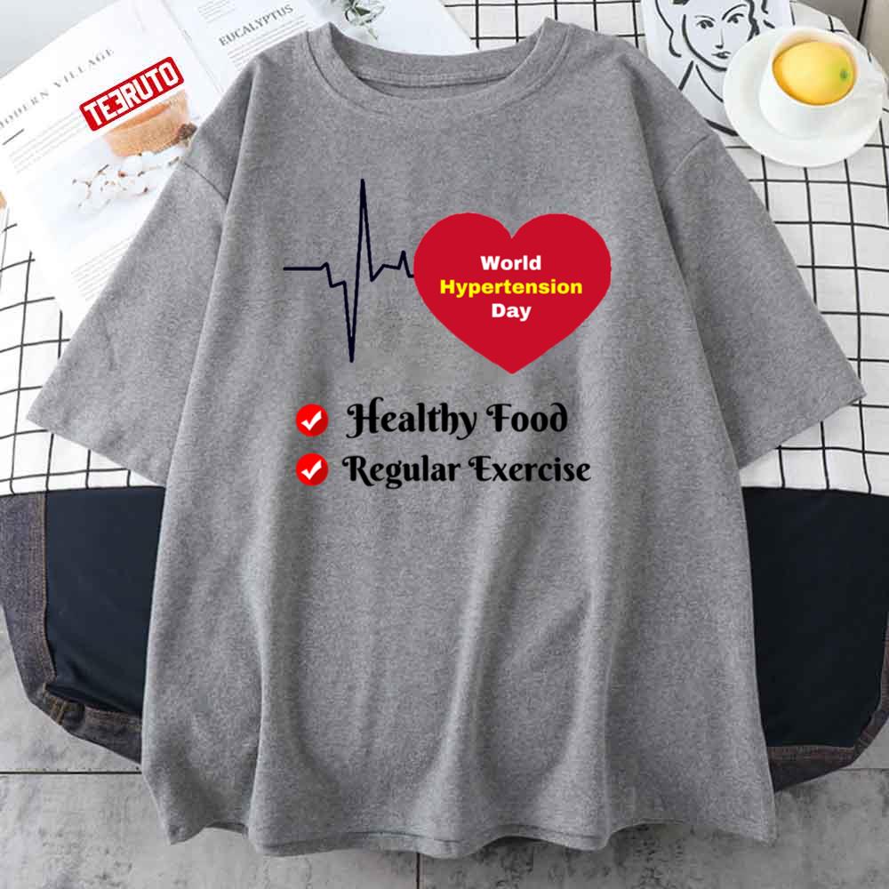 World Hypertension Day Healthy Food Regular Exercise Unisex T-Shirt