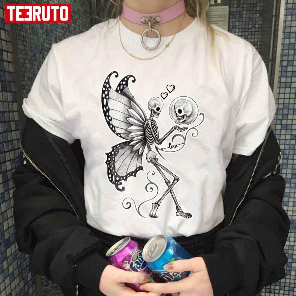 Aesthetic Gothic Cottagecore Skeleton Fairy Grunge Fairycore Unisex T-Shirt