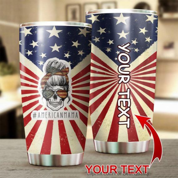 American Mama Skull Personalized Gift For Lover Day Travel Tumbler