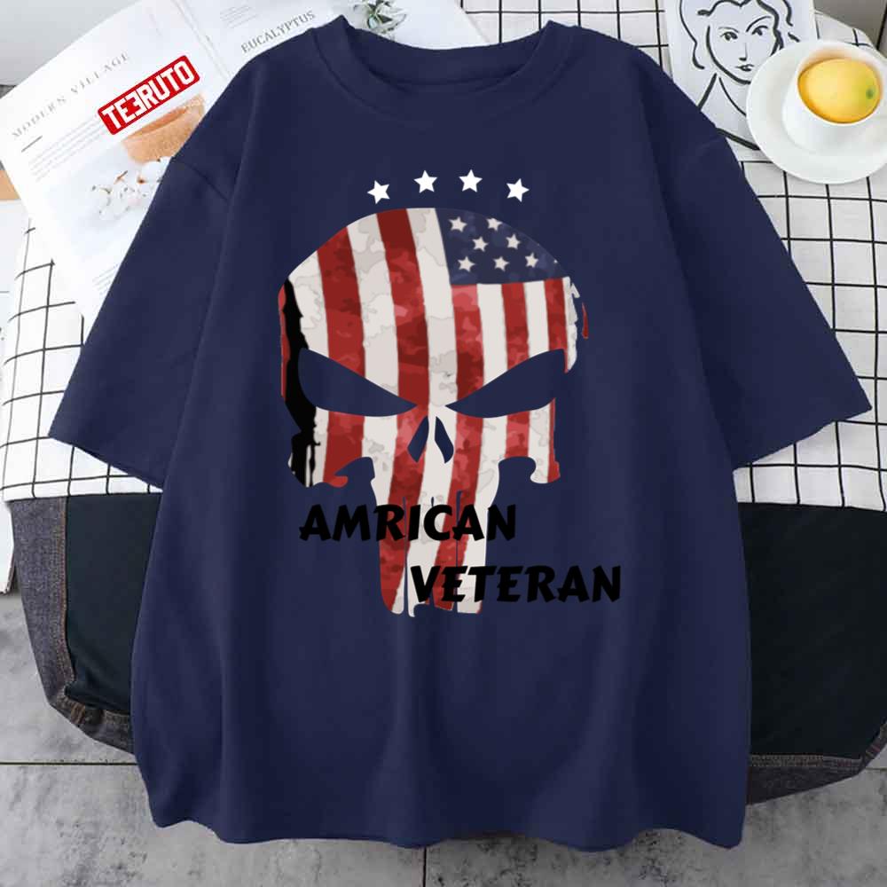 American Veteran Flag Color Graphic Happy July 4th Unisex T-Shirt