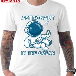Astronaut In The Ocean Holding Phone In Deepwater Unisex T-Shirt