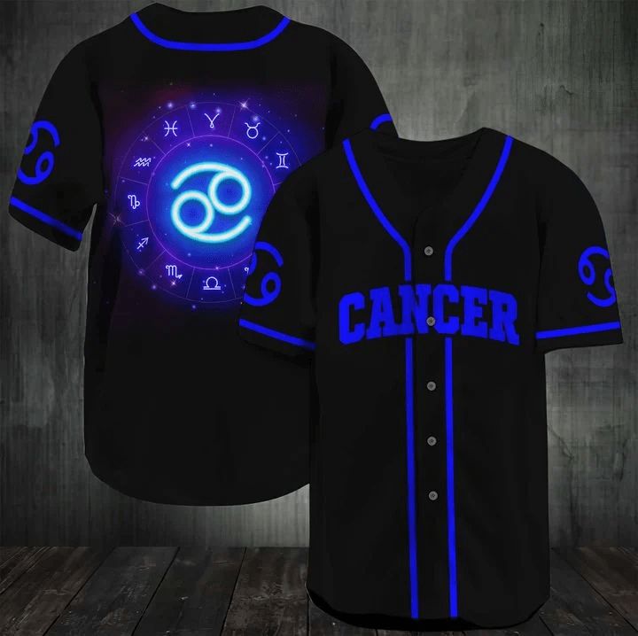 Awesome Cancer Zodiac Black Blue Personalized 3d Baseball Jersey