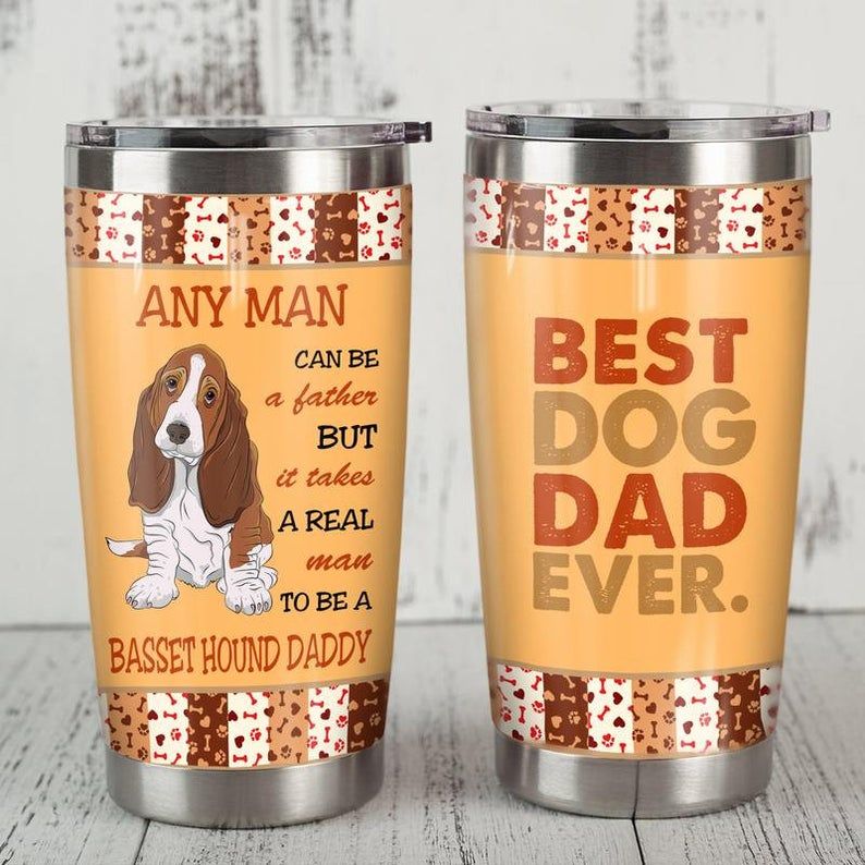 Basset Hound Dog Best Dog Dad Ever Gift For Lover Day Travel Tumbler