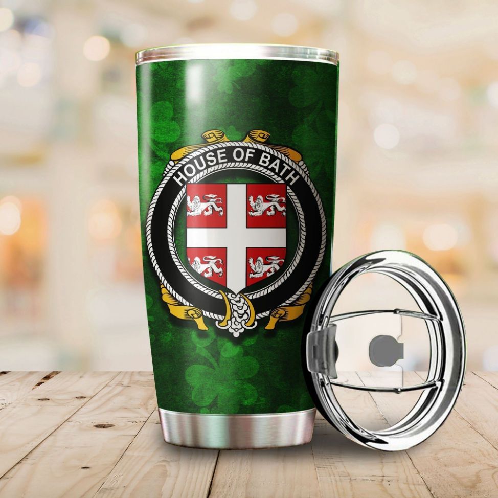 Bath Family Crest Ireland Shamrock Gift For Lover Day Travel Tumbler