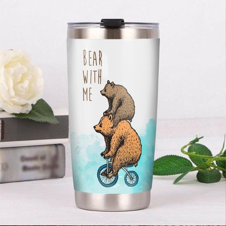 Bear With Me Bike Gift For Lover Day Travel Tumbler All Over Print