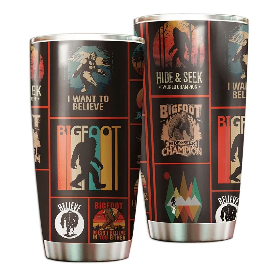 Bigfoot Vintage I Want To Believe Gift For Lover Day Travel Tumbler
