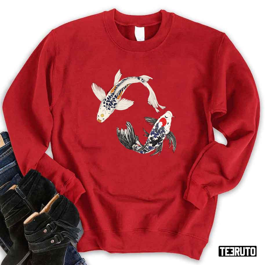 Black And White Art Koi Fish Unisex Sweatshirt