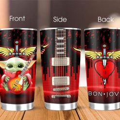 Bon Jovi Baby Yoda Love Guitar A2986 Gift For Lover Day Travel Tumbler