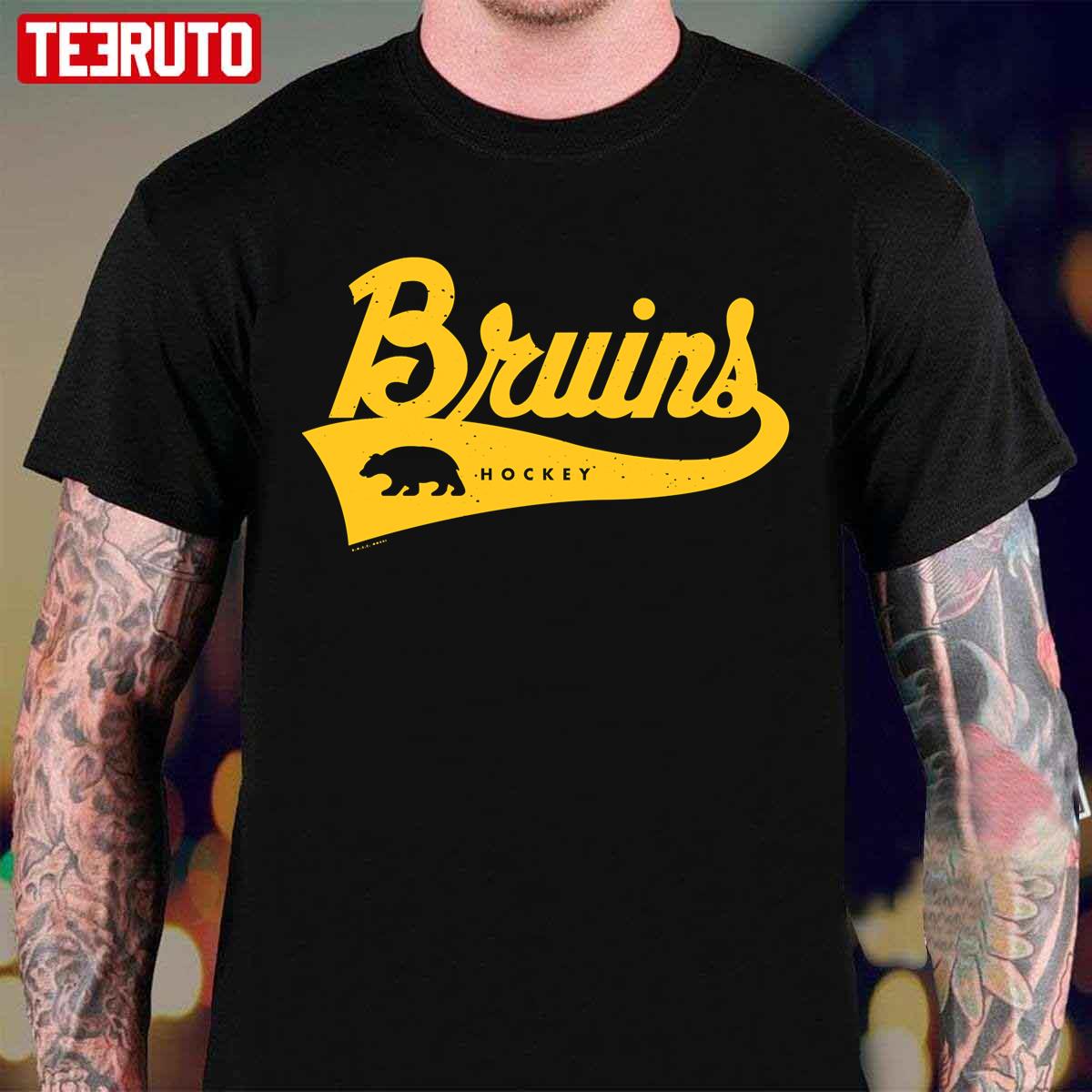 Bruins Hockey Script Yellow Unisex T-Shirt