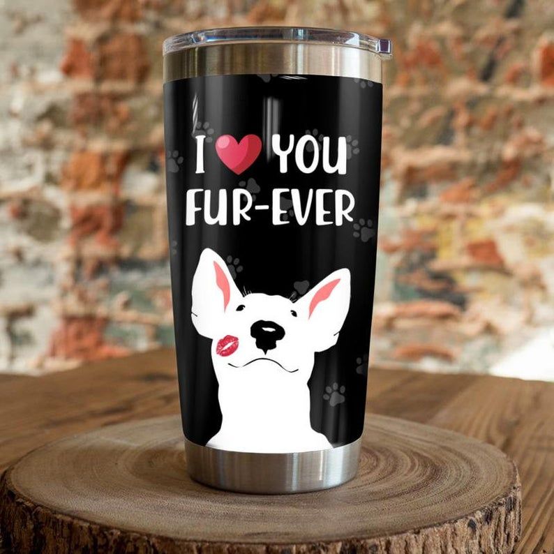 Bull Terrier Dog I Love You Gift For Lover Day Travel Tumbler