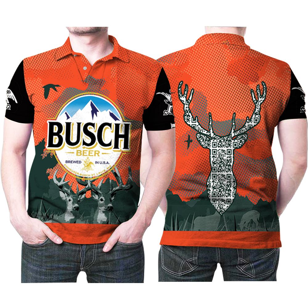 Busch Beer Logo And Deer Head 3d Designed For Busch Beer Drinking Fans Busch Beer Drinking Lovers Polo Shirt All Over Print Shirt 3d T-shirt