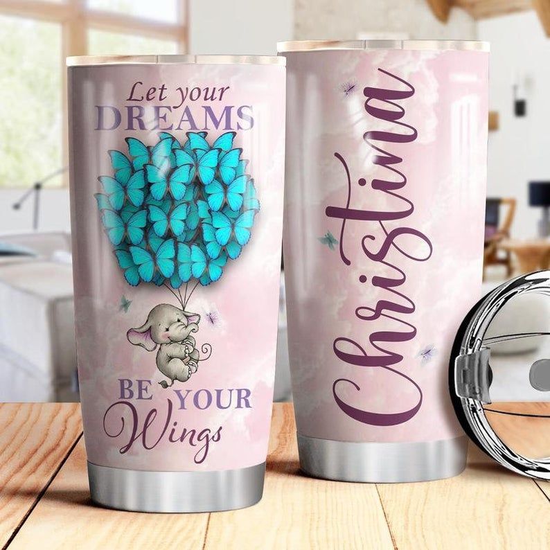 Butterfly Elephant Personalized 8 Gift For Lover Day Travel Tumbler