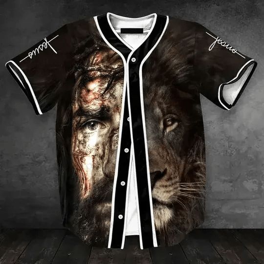 Christian Jesus Lion Personalized 3d Baseball Jersey kv