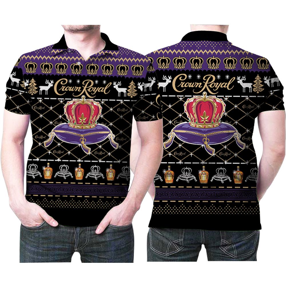 Crown Royal Whisky Wine Christmas Brand Logo 3d Designed Allover Gift For Crown Royal Fans Whisky Lovers Polo Shirt All Over Print Shirt 3d T-shirt