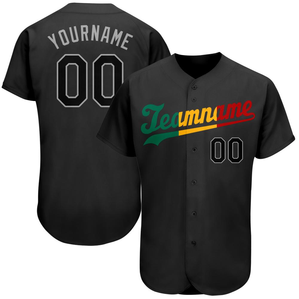 Custom Personalized Black Black Red Baseball Jersey