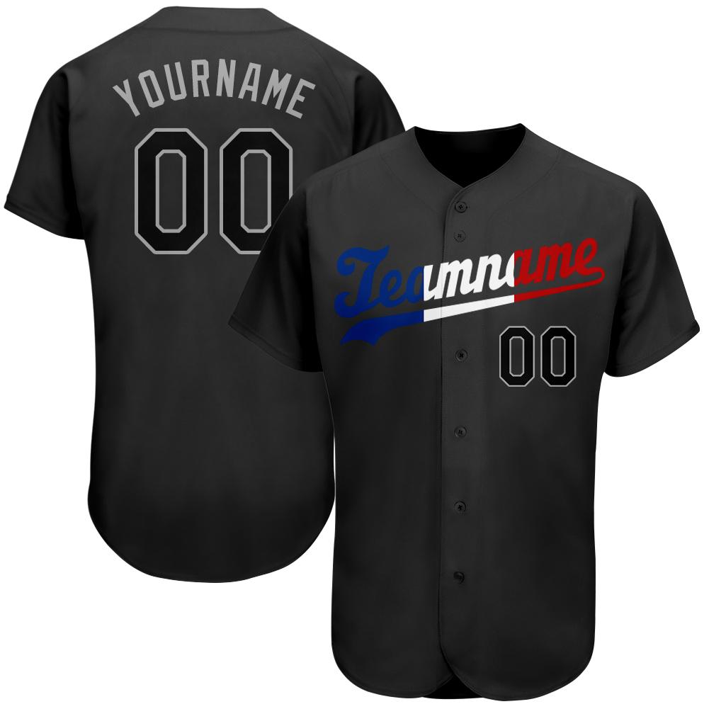 Custom Personalized Black Black Royal Baseball Jersey