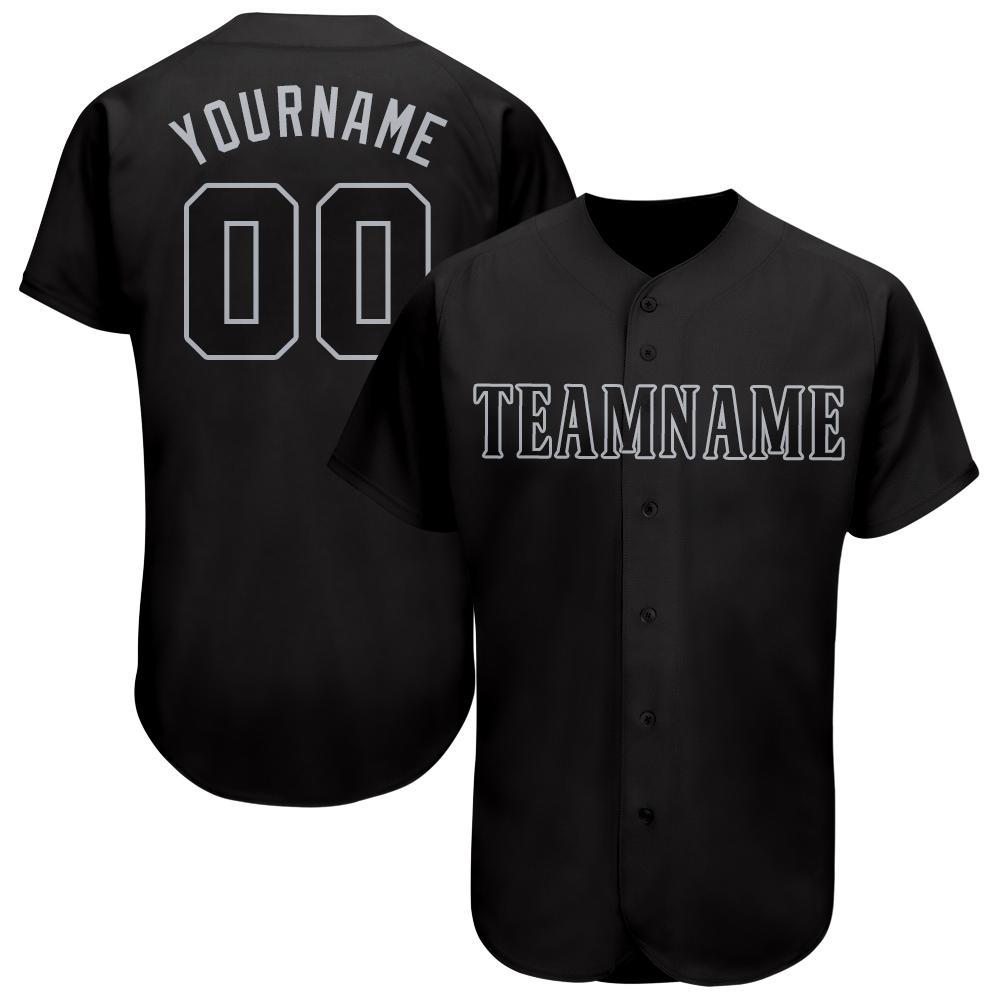 Custom Personalized Black Gray Baseball Jersey